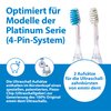 Emmi-dent Platinum 4-Pin Bristle-Head Attachments - Electric Toothbrush Replacement Heads. Cleans with Ultrasound Waves. (Regular 2 Pack)