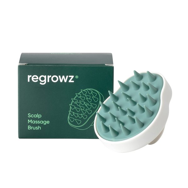 Regrowz Scalp Massager Shampoo Brush with Soft & Exfoliating Silicone Bristles for Scalp Scrub, Head Massage, and Hair Growth, Dandruff Comb