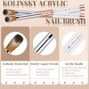 5PCS Acrylic Nail Brush Set, Size 6/8/12/14/16. Kolinsky Hair,Oval Crimped Pressed Shaped Acrylic Nail Brushes,Golden Metal Handle Acrylic Powder Brush Set Professional Manicure For DIY Home Salon