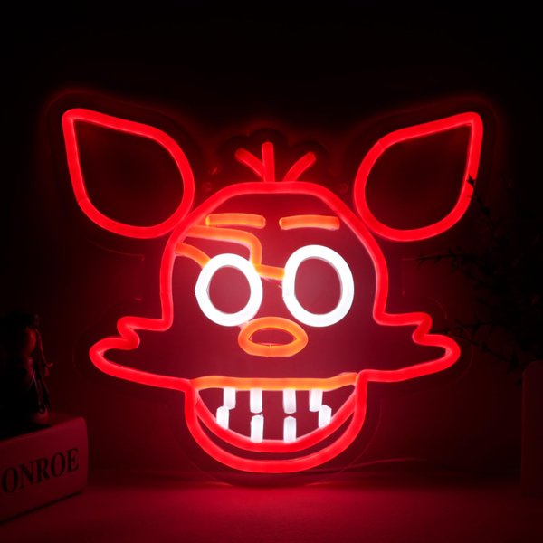 AHlove Anime Neon Sign，Five Nights at fnaf foxy neon signs for wall decor，LED Neon Lights for Bedroom，birthday、Christmas Gifts for kids