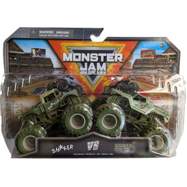 Monster Jam 2024 Series 30 1:64 Diecast Monster Truck 2-Pack, Shaker vs Soldier Fortune