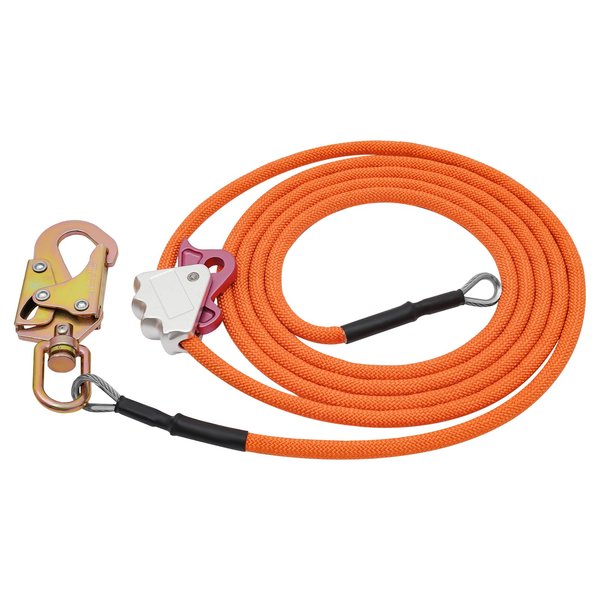 14ft Flip Line 1/2in Diameter,Steel Wire Core Flipline Kit,Tree Climbing Lanyard,Cable Lanyard Kit with Steel Swivel Snap Hook Triple Lock