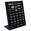 Homeanda Black Velvet L-Shaped 50 Slots Ring Earring Jewelry Display Tray Organizer Holder (L-Shaped 50 Slots-Black)