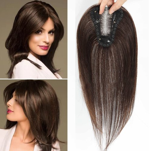 Aimeolyn Hair Toppers, Real Human Hair for Women No Bangs Top Hair Extensions Pieces for Thinning Wiglets Upgrade Lace Base Premium Remy Toppers 12inch