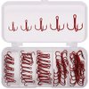 50pcs/Box Red Treble Hooks, High Carbon Steel Fishing Hooks Kit, Sharp & Round Bend Fishing Treble Hooks for Catfish Lures Baits Bass Size #2#4#6#8#10 Fishing Accessories and Equipment