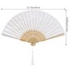 choyaxo Lace Handheld Chinese Folding Fan Bamboo Silk Folding Fan for Women Wedding Decoration Dancing Party, White