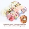 Cinaci 8 Pack Decorative Pearl Flower Hair Ties Rubber Bands Floral Ponytail Holders Hair Scrunchies Ropes Elastics Accessories for Toddlers Kids Teens Girls