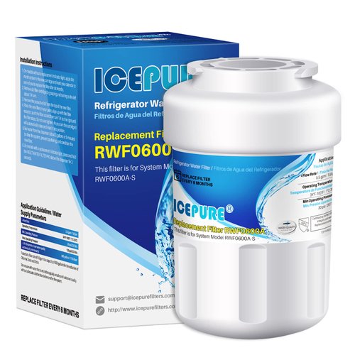ICEPURE RWF0600A Refrigerator Water Filter Replacement for GE MWF, MWFINT, MWFP, MWFA, GWF, HDX FMG-1, GSE25GSHECSS, WFC1201, RWF1060, 197D6321P006, Kenmore 9991,1 PACK