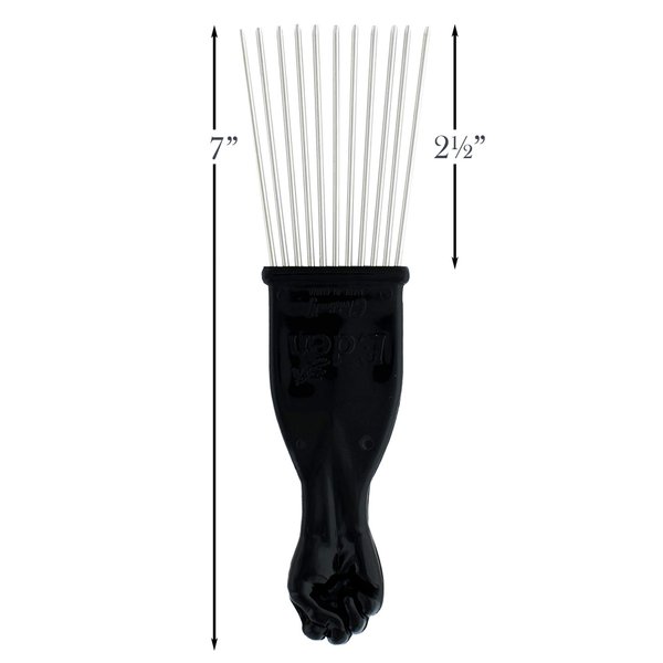 Classic Afro Hair Fan Pik Pick Metal Pins Fist, Lift, Styling, Professional Salon Quality (Short)
