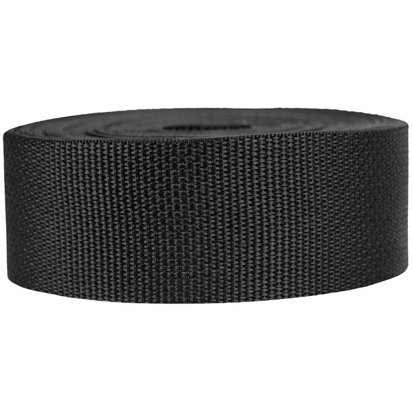 Strapworks Lightweight Polypropylene Webbing - Poly Strapping for Outdoor DIY Gear Repair, Pet Collars, Crafts – 2 Inch x 25 Yards - Black