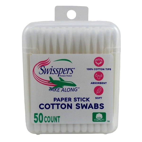 Swisspers Take Along Cotton Swabs 50 Count (12 Pieces)