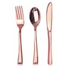 JL Prime 75 Piece Rose Gold Plastic Silverware Set, Re-Usable Recyclable Plastic Cutlery, 25 Forks, 25 Spoons, 25 Knives, Great for Wedding, Anniversary, Rehearsal, Shower Events
