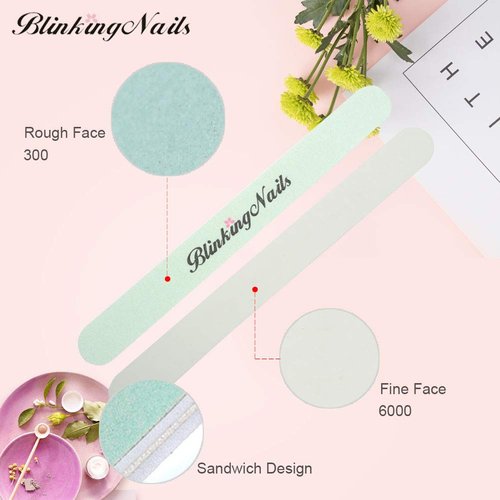 Fine Nail Buffer File for Polishing Smooth and Shiny Natural Nails 300 and 6000 Grit Cushion Nail File Art Pedicure Manicure Tips Pack of 10pcs