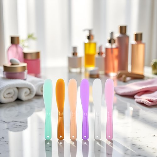 6Pcs Large Plastic Cosmetic Spatula Candy Color Reusable Cosmetic Mask Mixing Spoon Scoops Spatulas Stick Applicator Beauty Spa Makeup Tools for Facial Skin Care DIY Mask Mixing Sampling Tool