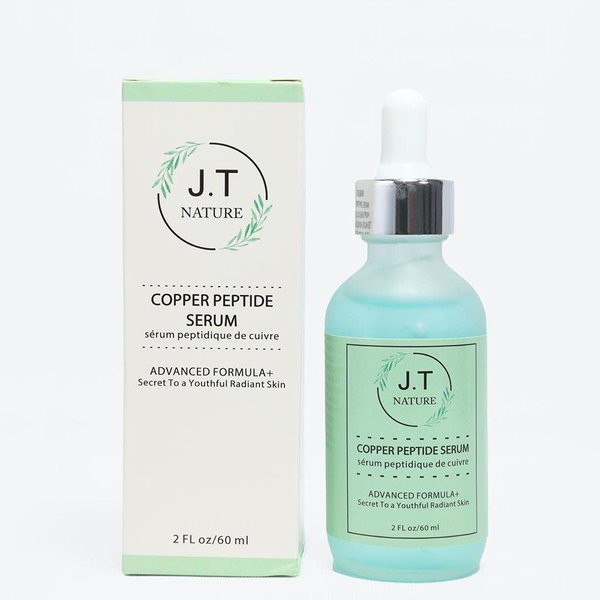 J.T Nature Copper Peptide Serum-60ml (2fl oz) Hydrating Face Serum with Copper Peptides, Green Tea –Effective and Intense Hydration for the Skin – Facial Serum with Antioxidant boost.