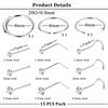 FINREZIO 15PCS 20G Surgical Steel Nose Rings Hoop Studs Cartilage Earrings Body Piercing Jewelry Silver 1.5mm 2mm 2.5mm CZ