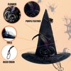 JYOUMI Halloween Witch Hat with Flower Feather Black Detachable Spider Witch Headband Hat Costume Accessories for Women Halloween Party Masquerade Cosplay Costumes