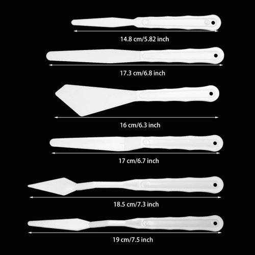Penta Angel Plastic Painting Palette Knives Set 6Pcs White Art Artist Paint Spatula Tools for Oil Acrylic Painting Color Mixing