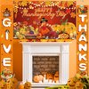 Thanksgiving Banners with 3 Pcs 71x43 Inch Happy Thanksgiving Backdrop & Give Thanks Porch Signs Hanging Ribbon for Door/Wall/Yard Decorations, Fall Party Supplies, Photography Background