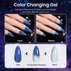 Beetles Milky Way Glitter Gel Nail Polish Set - 6Pcs Black Purple Blue Galaxy Gel Polish Kit Soak Off UV Lamp Cat Eyes Magnet Color Changing Sparkling Phantom Chameleon Gel Gift for Women Girls