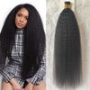 Forawme Kinky Straight I Tip Hair Extensions 100 Remy Human Hair Keratin Stick Tipped Hair Extensions Cold Fusion Hairpiece #1B Black 20 Inch 100g/pack 1g/strand