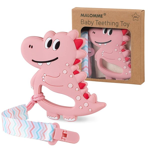 Teething Toys for Babies 0-6 Months, 6-12 Months BPA-Free Baby Silicone Teether Dinosaur Pacifiers 0-6 Months Baby Teething Relief Toys Easy to Hold Gift Package Best Baby Gift