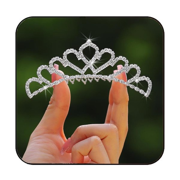 Yean Rhinestone Tiara Comb Silver Crystal Mini Crown Hair Comb Princess Hair Accessoriess Decorations for Women