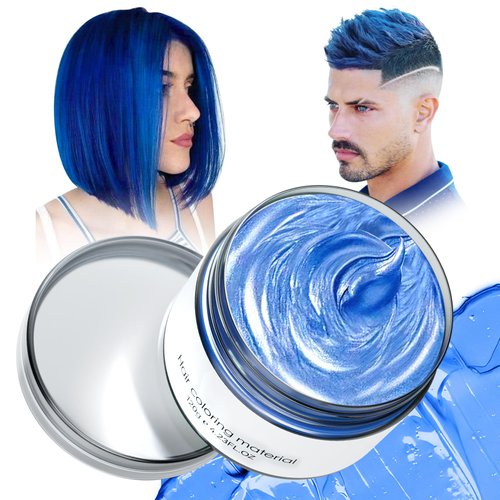 Blue Temporary Hair Dye,Temporary Hair Color Wax,Natural Washable Hair Dye Temp Hair Color for Women Men Kids Party Cosplay Halloween