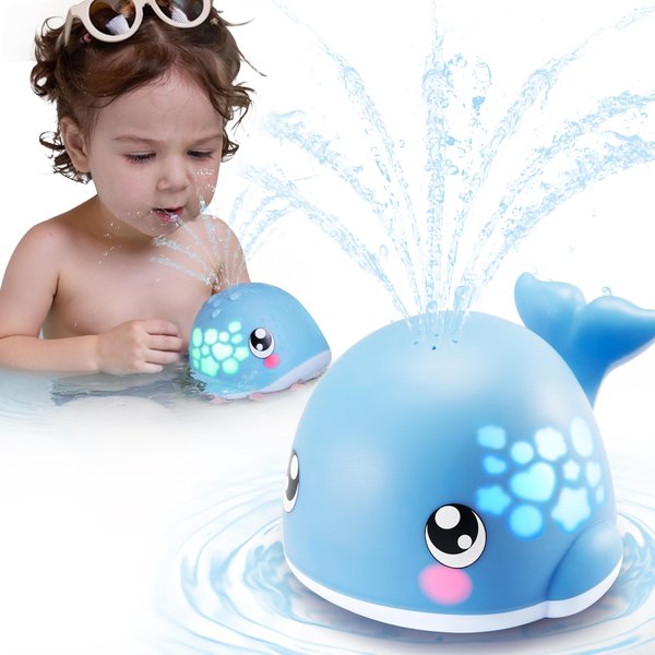 Lalalark Baby Bath Toy Whale Sprinkler, Color-Changing Light-Up Water Toy, 4 Modes, IPX7 Waterproof, 120 Min Fun with 3 AAA Batteries, Vibrant Lights, Gift for Babies & Toddlers 6M+