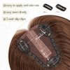 Benehair Hair Toppers for Women Real Human Hair 100% Remy Human Hair Pieces for Women with Thinning Hair Clip In 8 * 10cm Topper 12 Inch 35g Clip in Hair Extensions Medium Brown