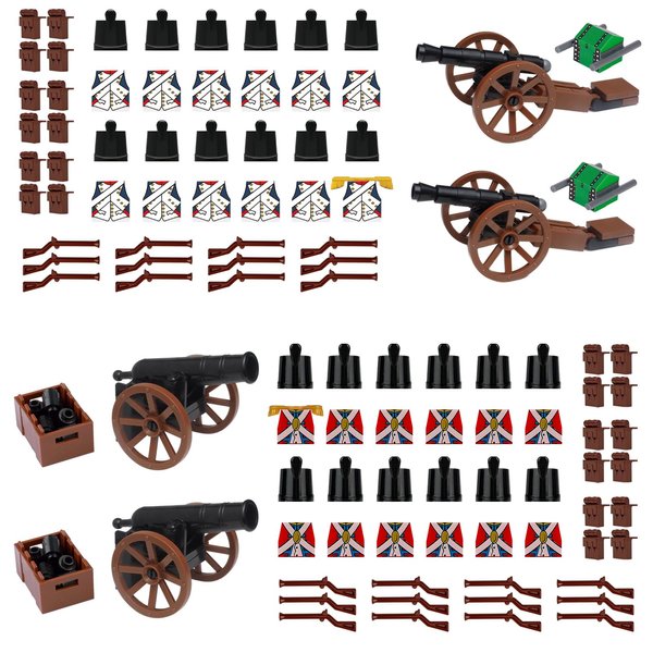 Revolutionary War Building Blocks Set, 12 British & 12 French Soldier Figures, Weapons Cannons Accessories, Compatible with Lego 853792 Accessory, Napoleonic Civil War Battle
