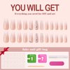 Yivaiks 24pcs glitter Press on Nails Medium Coffin Fake Nails with Glue on Nails for Women Luxurious 3D Crystal Gem Design Ballerina Pink Acrylic Nails Perfect Accessory for Banquets, Soirees, Parties(GD-002)