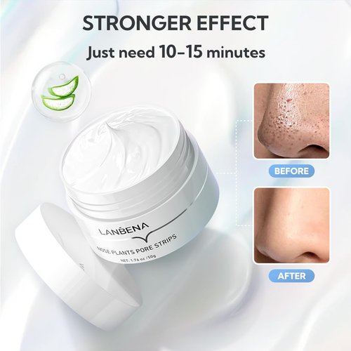 LANBENA Nose Strips for Blackheads (1.76 Oz), 100 pcs Nose Plants Pore Strips, Blackhead Remover Mask, NOTE: Place Bottle in Boiling Water for 5 min to Soften Dry/Solid Cream