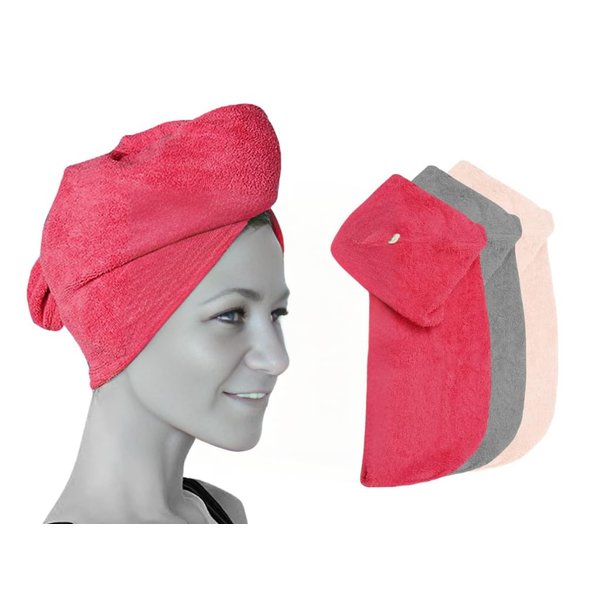 100% Cotton Hair Wrap Towels for Women, Pack of 3 – Multicolor - Head Towel Cap, Cotton Hair Turban Towel Wrap for Long Curly Anti Frizz Hair, Soft and Absorbent Cotton Hair Towels
