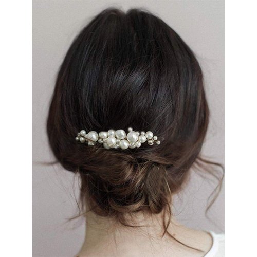 Casdre Pearl Bride Wedding Hair Comb Silver Bridal Side Comb Hair Piece Wedding Hair Accessories for Women and Girls