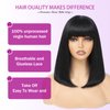 LILENAON Bob Wig Human Hair 12inch Human Hair Wigs with Bangs 3x1 Bob Lace Front Wigs Human Hair bob wig human hair glueless Wigs for Black Women Natural Black