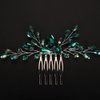 Rumtock Green Crystals Hair Comb Small Cute Headpiece for Women Girls Wedding Bridal Handmade Hair Accessories