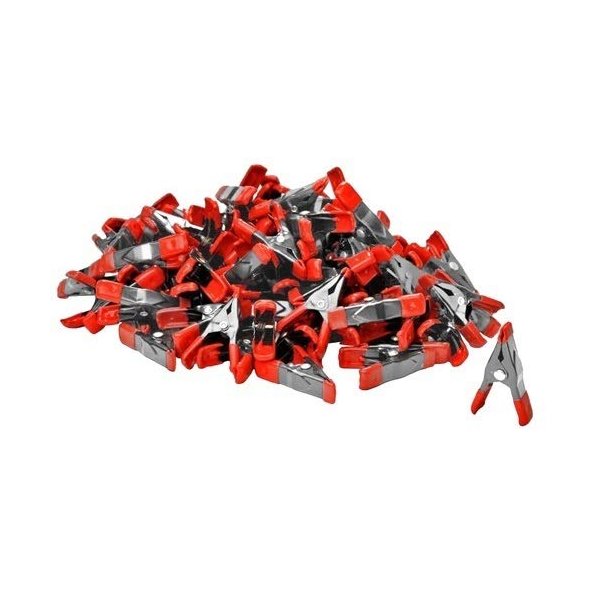 Wideskall® 2" inch Mini Metal Spring Clamps w/Red Rubber Tips Clips (Pack of 60)