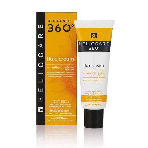 Heliocare 360° Fluid Cream SPF50+ 50ml / Sun Cream for Face/Daily UVA, UVB Visible Light and Infrared-A Anti-Ageing Sunscreen Protection/Dry and Normal Skin Types/Hydrating