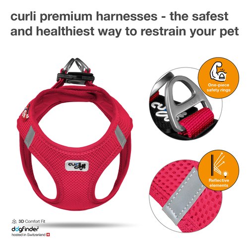 Curli Vest Harness Air-Mesh Dog Harness Pet Vest No-Pull Step-in Harness with Padded Vest Red 3XS