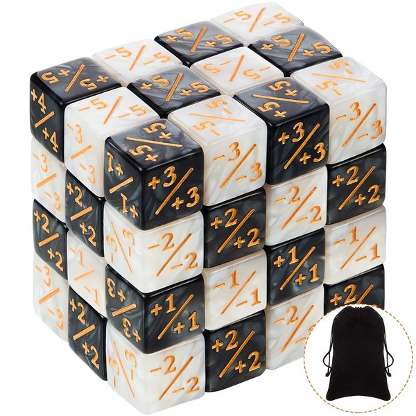 48 Pieces Dice Counters Token Dice Loyalty Dice Marble D6 Dice Cube Compatible with MTG, CCG, Card Gaming Accessory