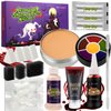 DE'LANCI Halloween SFX Makeup Kit, 17 Pcs Pro Special Effects Stage Makeup for Vampire Zombie Makeup, Easy to Use Demonic FX Set for Beginners with Scar Wax,Liquid Latex,Fake Blood,Bruise Wheel,Cotton