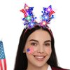 Sinalty 4th of July Light up Independence Day headbands LED Patriotic Party Hair Band White Blue Red Hair Accessories National Memorial Day Party Favors for Women and Girls