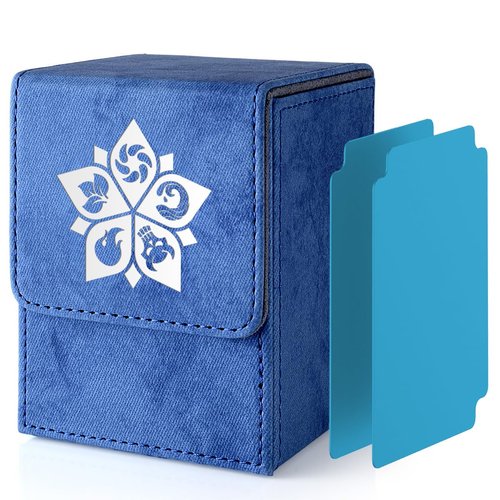ULTRGEE Deck Box for MTG, MTG Deck Box Fits 110 Single Sleeved Commander Cards, Trading Card Storage Case with 2 Dividers - Denim