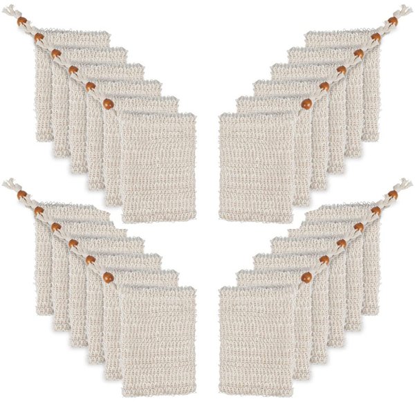 "N/A" OTYMIOW 30 Pack Soap Bags for Soap Bars Soap Saver Pouch Soap Sock Soap Bags Mesh Exfoliating Natural Sisal Soap Bag Hand Made Soap Bag Mesh Soap with Drawstring for Bath & Shower Use