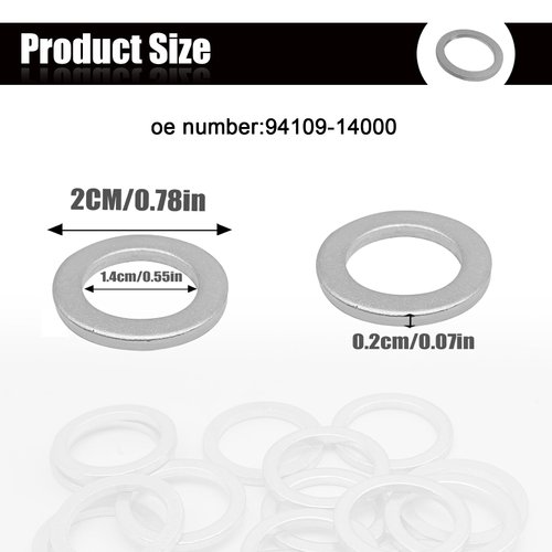 20PCS M14 Drain Plug Gasket Aluminum Engine Oil Crush Washers Replacement for Acura 94109-14000