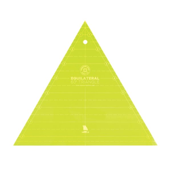 MISSOURI STAR QUILT Quilting Template Triangle | 8 Inch Acrylic 60 Degree Triangle Ruler for Charm Packs, Layer Cakes, Fabric Strips | Triangle Quilt Template for Cutting & Sewing, Green, (NOT5429)