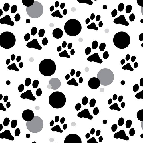GRAPHICS & MORE Premium Gift Wrap Wrapping Paper Roll Pattern - Paw Print Cat Dog - Black on White