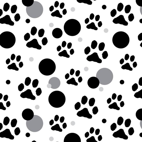 GRAPHICS & MORE Premium Gift Wrap Wrapping Paper Roll Pattern - Paw Print Cat Dog - Black on White