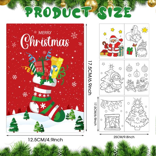Liliful 24 Pcs Christmas Coloring Book for Adults Coloring Book Bulk, DIY Art Coloring Books Stress Relief Drawing Book with Patterns for Party Favors Goodie Bag Filler Holiday Gifts (Santa)